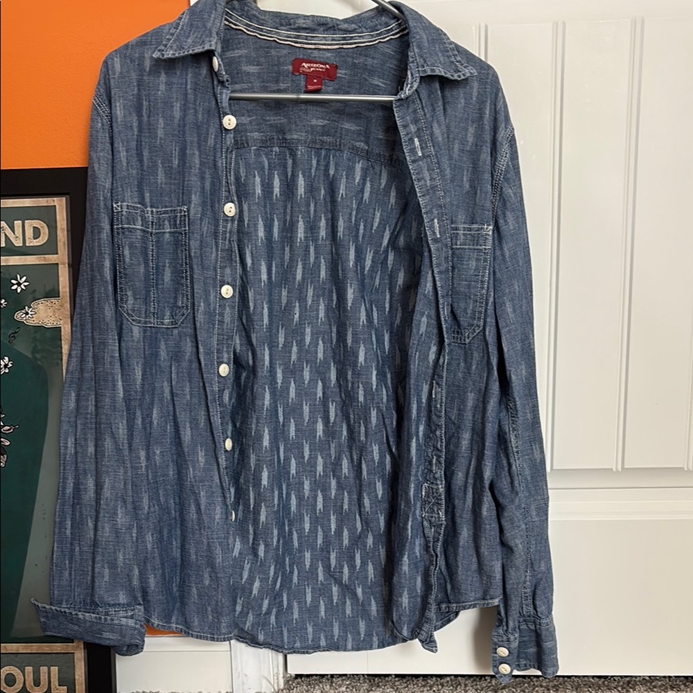 Arizona Jeans Blue Denim Button-Up Shirt
